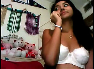Adorable Indian young woman sans bra on